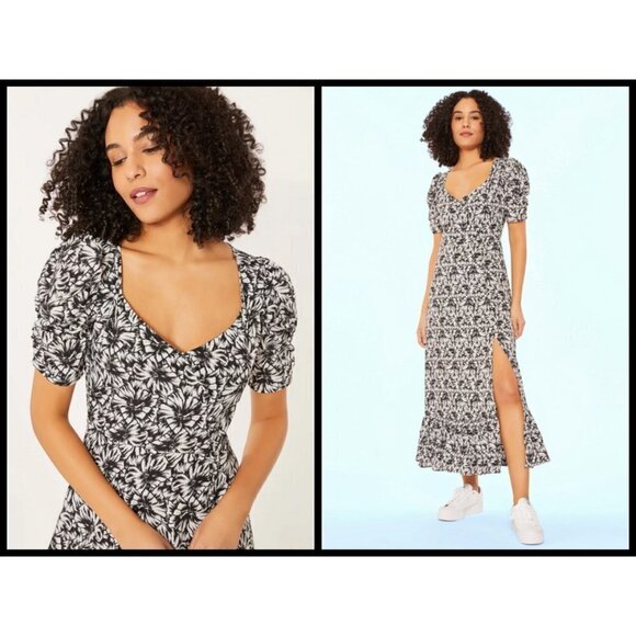 💕LIKELY💕 Saylor Dress ~ Black & White Abstract Floral Print 6 NWT - Picture 1 of 16